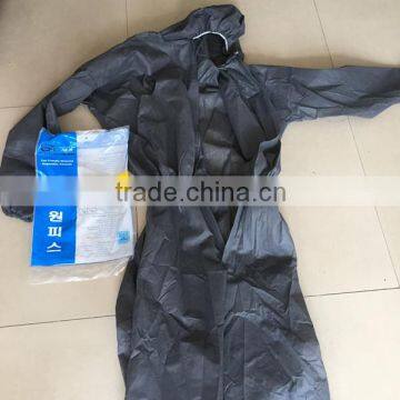 Disposable PP nonwoven one piece coverall with durable zipper grey color for Korean Market