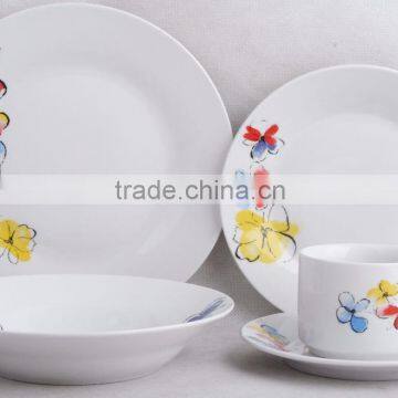 Round dinnerware set , 20pcs ceramic dinnerware , printing porcelain dinner set