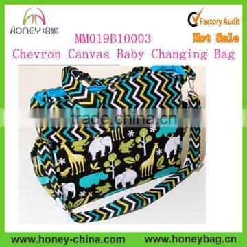 Nappy Diaper Bag Elephants Chevron Canvas Baby Changing Bag