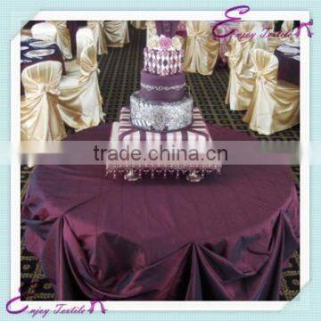 YHT#147 pin swag taffeta polyester banquet wedding wholesale cheap table cloth linen overlay