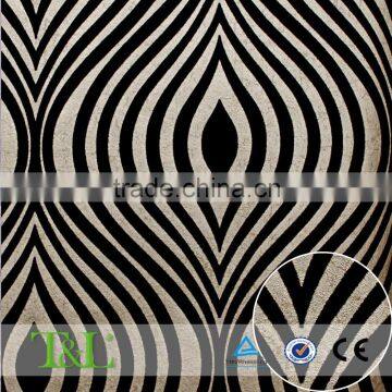 Nonwoven velvet flock black and white wallpaper