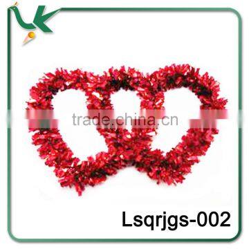 Hot selling St. Valentine's Day Double Heart Shape Hanger Tinsel Decoration