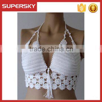 K-49 women handmade crochet ladies bra by 100% cotton yarn sexy bikini top women knti beach bustier