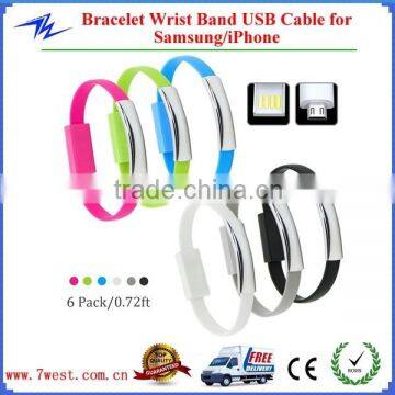 Bracelet Wrist Band USB Charger Charging Data Sync Cable For iPhone/Samsung