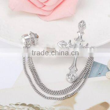 Alloy cz diamond crystal metal combination cross men wedding brooch