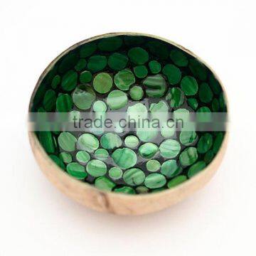 Eco friendly handmade vietnam green lacquer coconut shell salad bowl