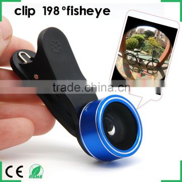 For Samsung galaxy s6 s5 s4 HTC one m7 m8 m9 198 degree super fisheye lens set with non-slip mat lens mount clips