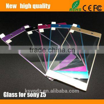 2.5D Titanium alloy brushed metal Tempered Glass Screen Protector guard for SONY Z5