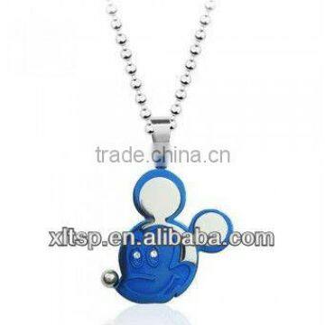 PD005 Blue Mickey Pendant in Stainless Steel