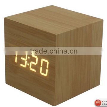 digital led wood clock with alarm and wood carving clock