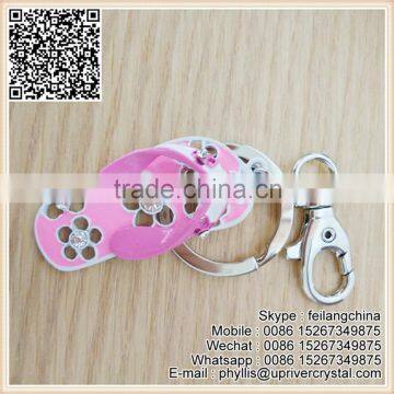 Factory Sale Key Jewelry New Style Pink White Flip Flop Keychain