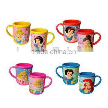 princess style engraved kindly princess pattern embossed soft pvc drinking mug