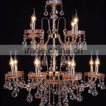 WD1822-3/5/8/8+4 Global Export Luxury Champagne Gold Iron K9 Crystal Chandelier photo-4
