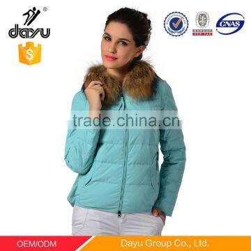 2015 Fashionable Women Short Duck Down Jacket Real Raccoon fur girls clothing