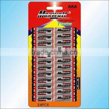 R03P SIZE AAA UM-4 DRY CELL BATTERY 24PCS/CARD