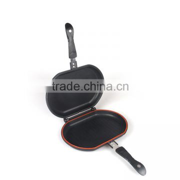 Aluminum nonstick double frying pan