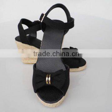 Fancy heel sandals jute sole shoes canvas woman wedge shoe