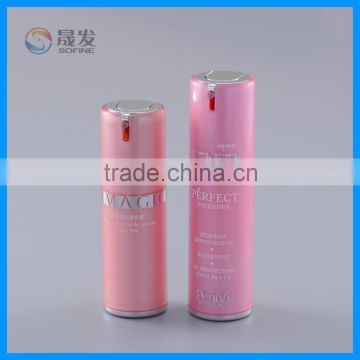 Light pink color pretty double wall plastic cosmetic lotion bottle