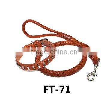 Leather Dog Collar & Leash, Genuine Leather Collar for Big Dog, Police Dog Collar With RivetFT-71