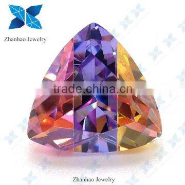 synthetic cubic zirconia trillion cut multi color gems