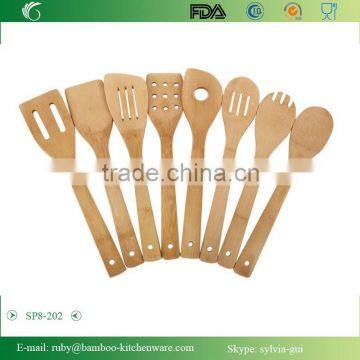 SP8-202/8 PCS Bio Degradable Organic Bamboo Wood Kitchen Utensil Tools Set in Mesh Bag photo-2