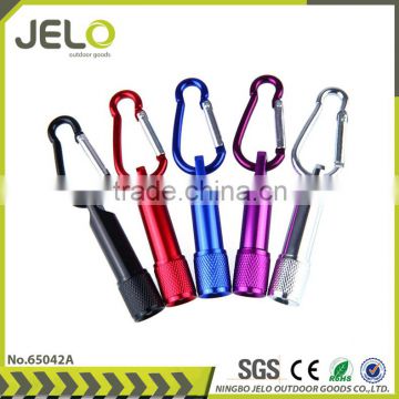 Ningbo JELO Hot Sales Promotion carabiner Torch Super Bright 1LED Keychain Light Cheaper Keylight Gift Flashlight