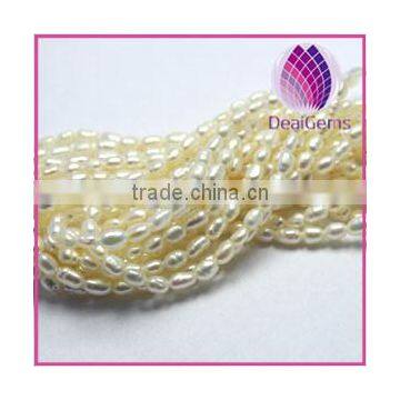 White Freshwater Pearls 3 mm Rice Pearls for DIY jewelry