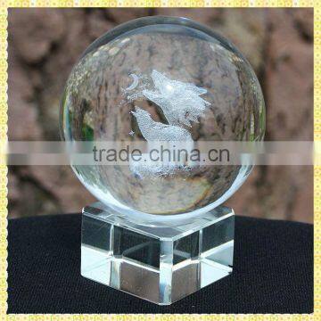 New Arrival 3D Laser Crystal Ball 300mm With Clear Base For Desk Centerpieces