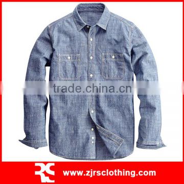 Mens Cotton Denim Shirt Mens Long Sleeve Shirt