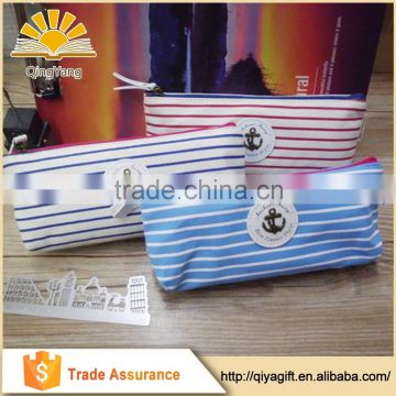 wenzhou wholesale clear streak stripe school unbranded canvas pencil case for teenagers