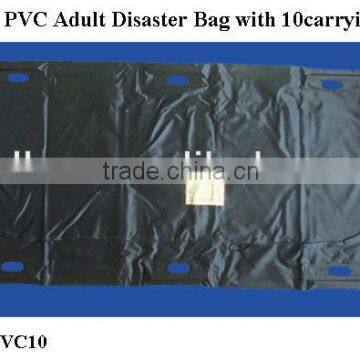 High Quality PVC Adult Disaster body Bag with 10carrying handles