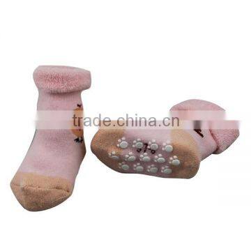 GSBT-03 Quality Full Terry Baby Non Slip Socks With Turn Over Welt