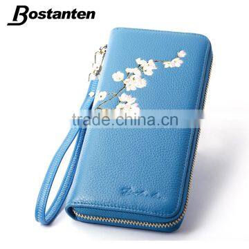 Bostanten leather ladies purse and clutch wholesale clutches with flower