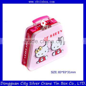 Cartoon Tin Portable Gift Case/Box with Handle,Lovely Hello-Kitty Metal Candy Box