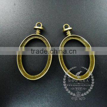 30x40mm Vintage Style Bronze Alloy Oval Pendant Charm DIY Bezel Setting Glass Tray Jewelry Supplies 1810426