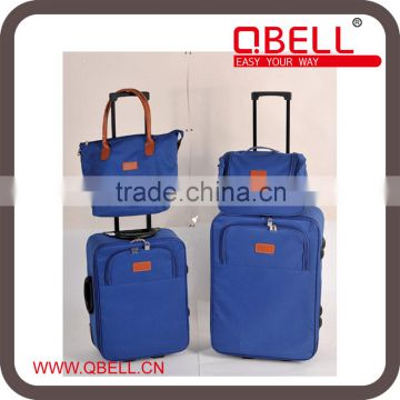 4pcs solid color Luggage Trolley with Hand bag for promotion with customer's logo