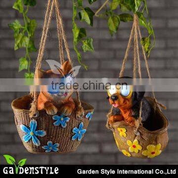 Cute Animal Resin Dog Statues Solar led hanging lamp