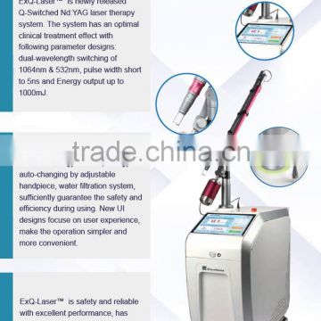 0.5HZ 1000mj Q-switch Nd : Yag Nd Yag Laser Machine Laser Tattoo Removal Machine Varicose Veins Treatment