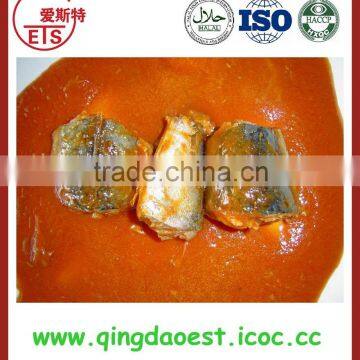 Canned mackerel in fresh ingredients for producing