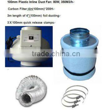 100mm Inline Fan carbon Filter Kit,hydroponic kits, clip