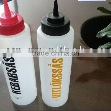 2013 new screen printing LDPE plastic bottle for jam,ketchup with special cap