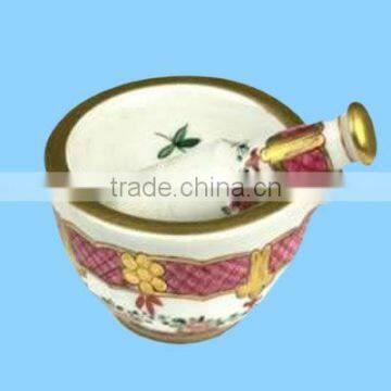 Ornate french porcelain mortar and pestle