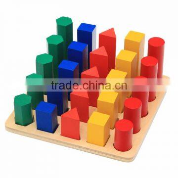 Ealy education Montessori Wood baby Toy Geometry Cylinder Ladder block puzzle