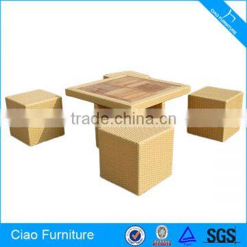 Flat rattan furniture cube composable space-saving dining set