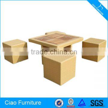 Flat Rattan Furniture Cube Composable Space-saving Dining Set