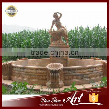 Carved Sunset Red Marble Outdoor Lady Water Fountain photo-2