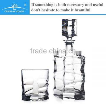 Elegant wholesale glass whiskey decanter set with 6 wine glasses