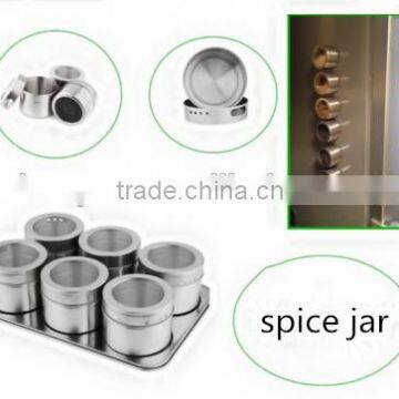 Six Pieces Magnetic Stainless Steel Spice Jar Set With Rack photo-2