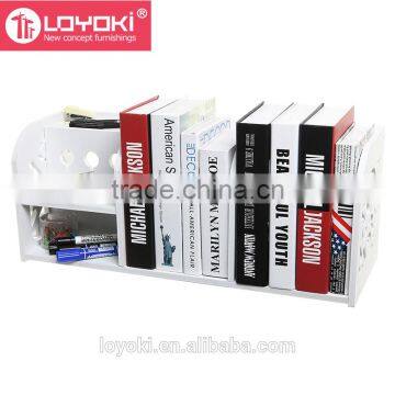 Decorative Openwork Scrollwork Design White Office Desktop Organizer With Charge Holder Storage Display Shelf photo-2