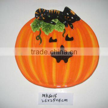 ceramic halloween decorative fruit plate pumpkin shape